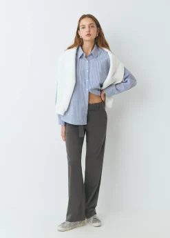 Pantalones*Brownie Pantalón recto con cinturón Topo