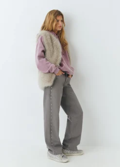 Pantalones|Jeans*Brownie Pantalón tachas laterales Gris