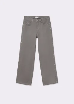 Pantalones|Jeans*Brownie Pantalón tachas laterales Gris