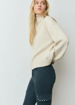 Pantalones*Brownie Pantalon campana cargo tachas Azulmarino