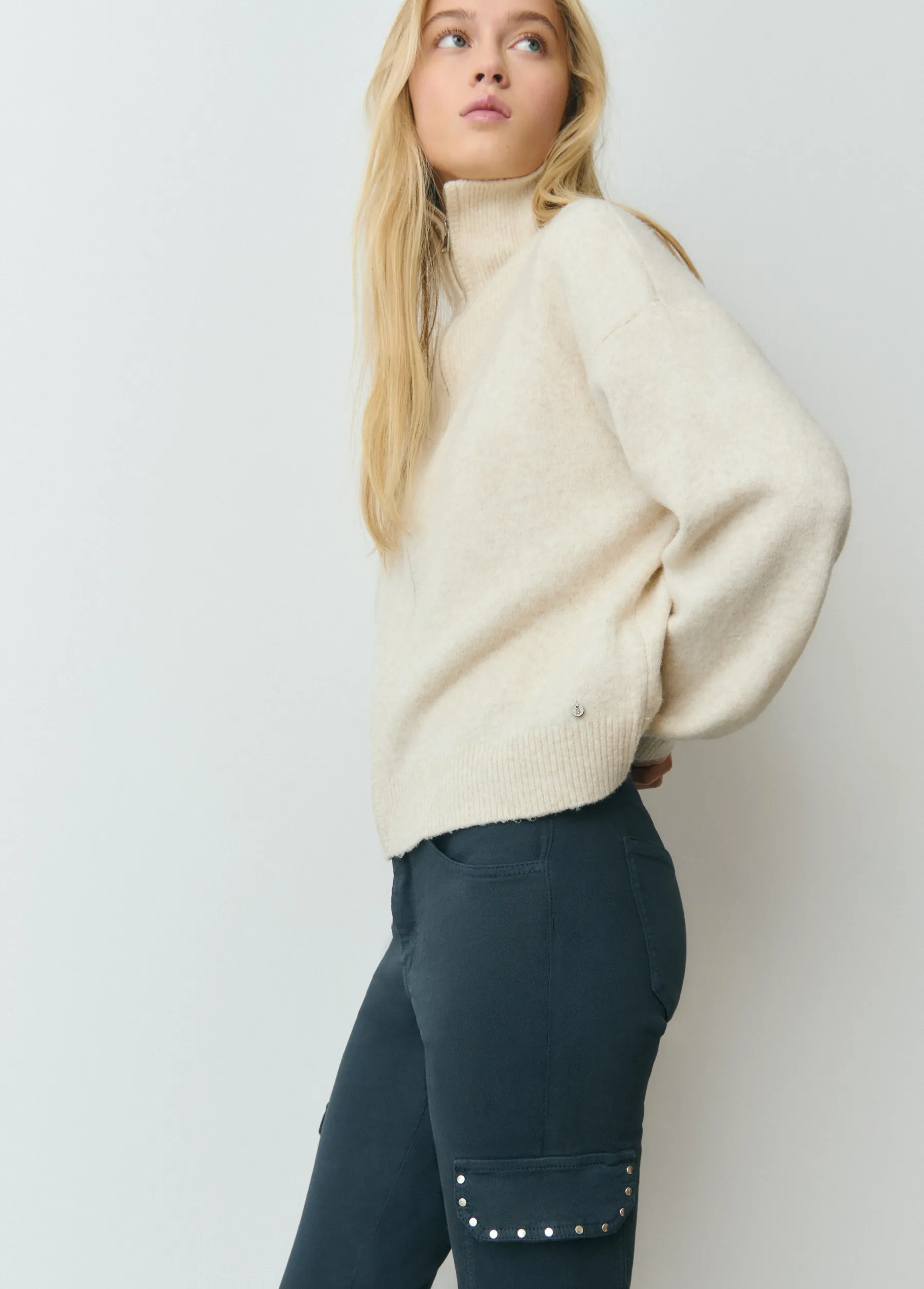 Pantalones*Brownie Pantalon campana cargo tachas Azulmarino