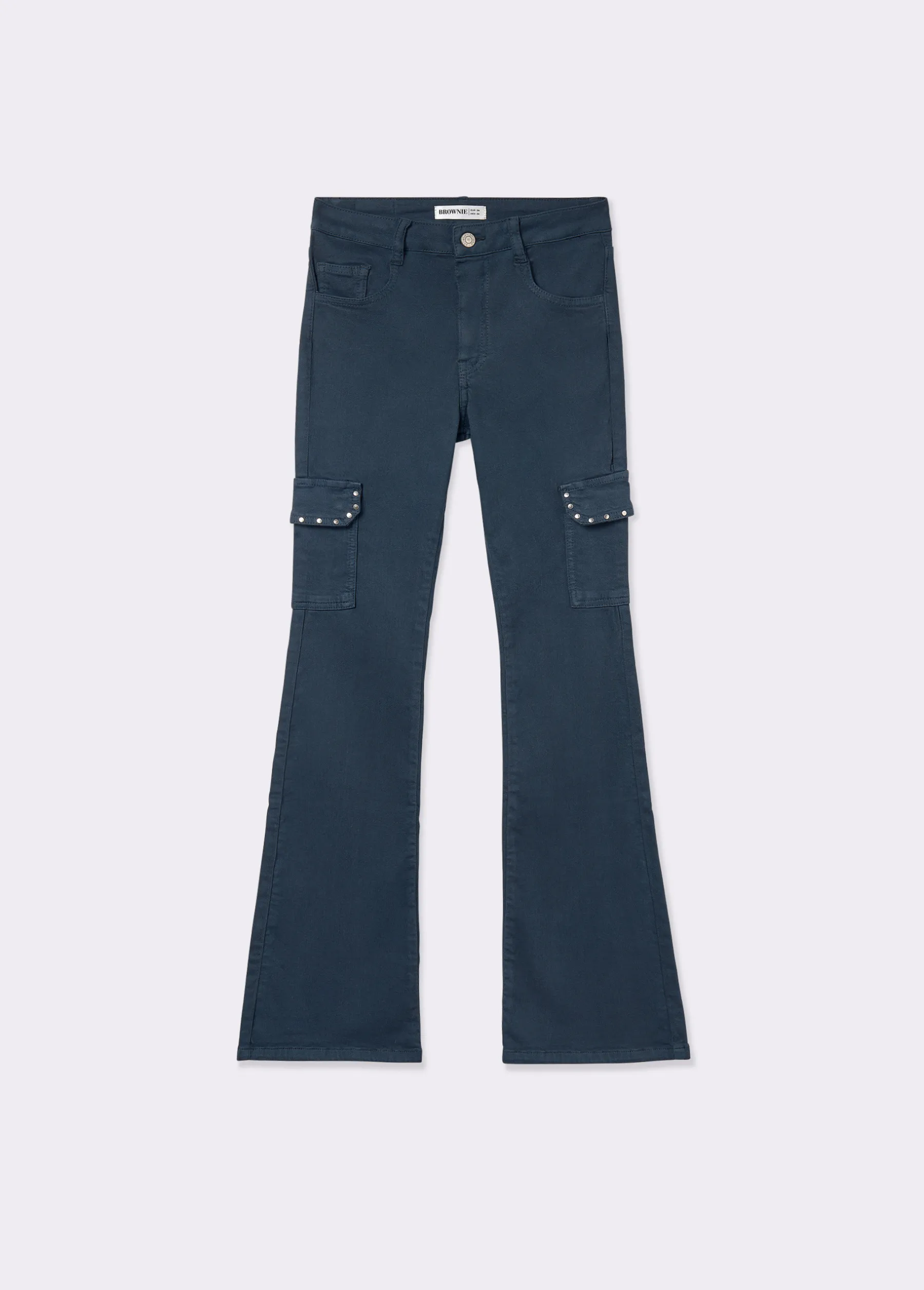 Pantalones*Brownie Pantalon campana cargo tachas Azulmarino