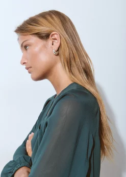 Bisutería*Brownie Pendientes aro incrustaciones Plata