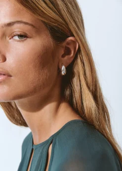 Bisutería*Brownie Pendientes aro incrustaciones Plata