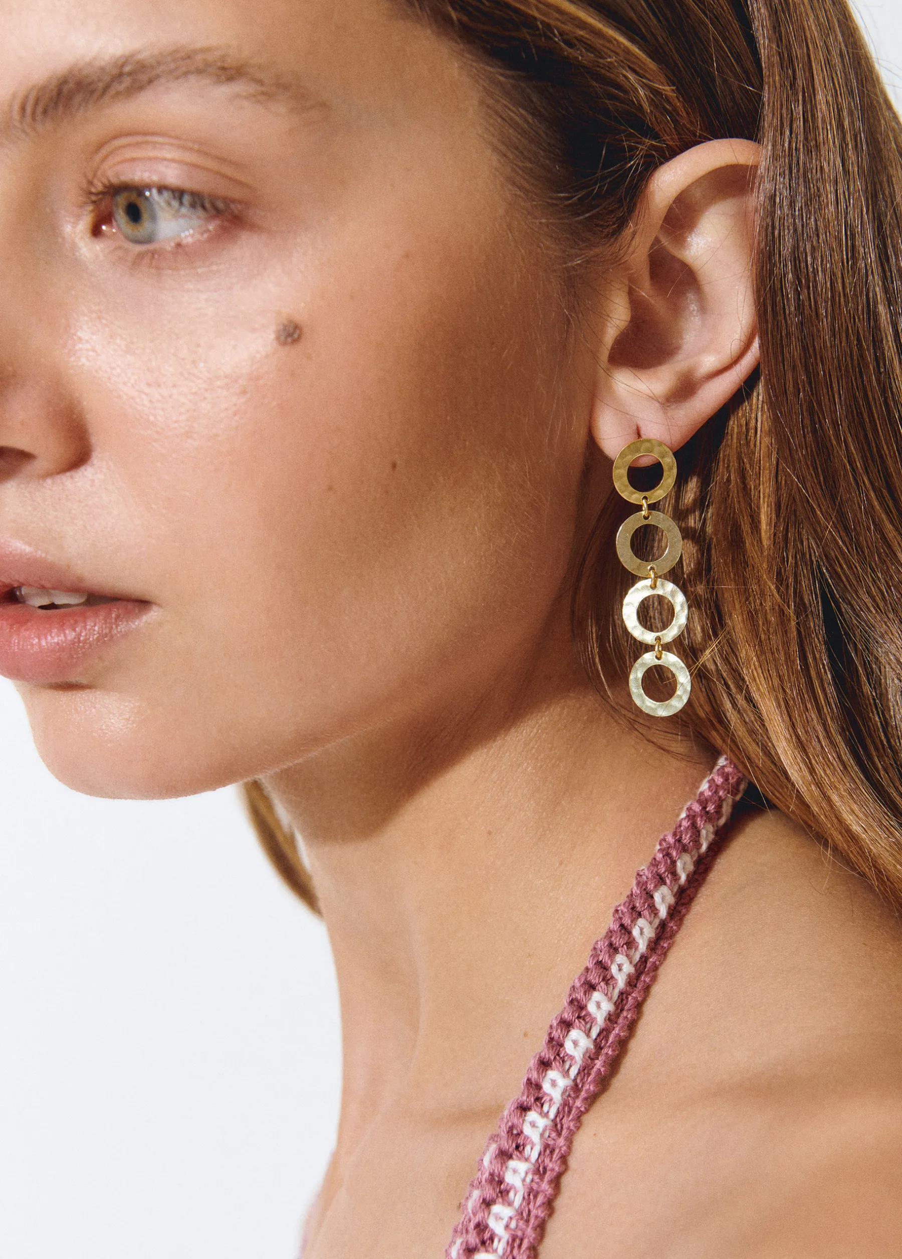 Bisutería*Brownie Pendientes largos aros Dorado