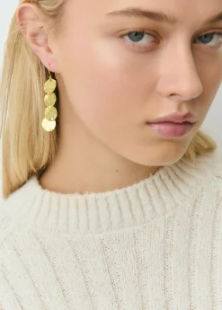 Bisutería*Brownie Pendientes largos chapas grabadas Dorado