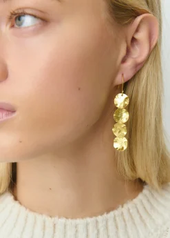 Bisutería*Brownie Pendientes largos chapas grabadas Dorado