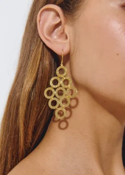 Bisutería*Brownie Pendientes rombos aros Dorado