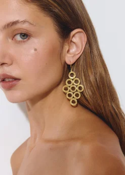 Bisutería*Brownie Pendientes rombos aros Dorado