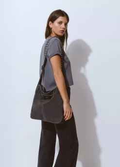 Bolsos*Brownie Shopper piel correa tachas Gris