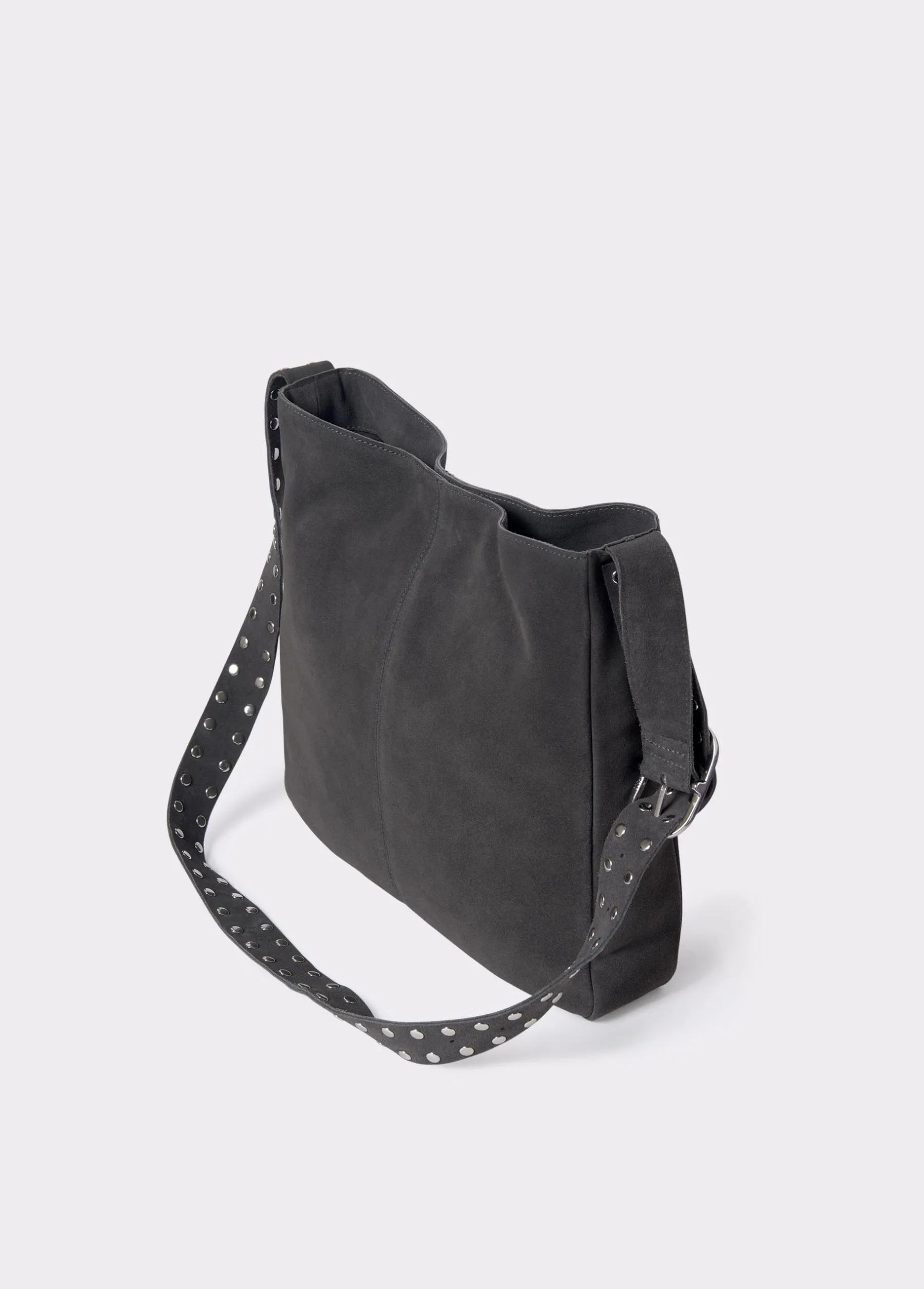 Bolsos*Brownie Shopper piel correa tachas Gris