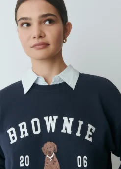 Sudaderas*Brownie Sudadera bordada print perrito Marino