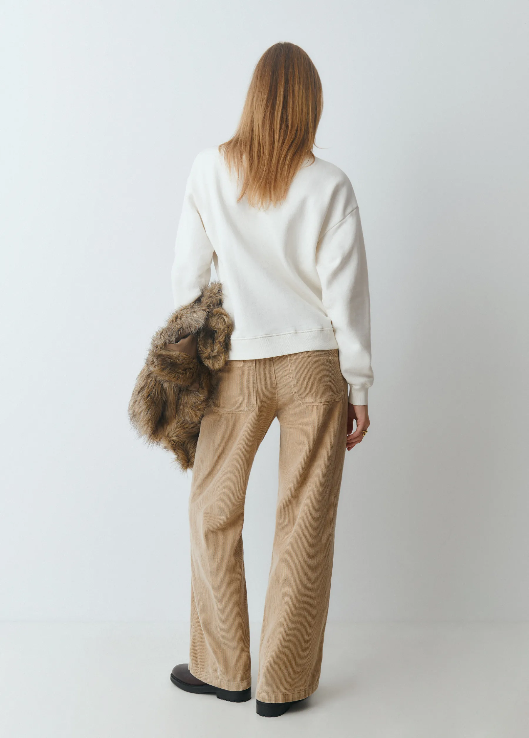 Sudaderas*Brownie Sudadera parche cuadros Crudo