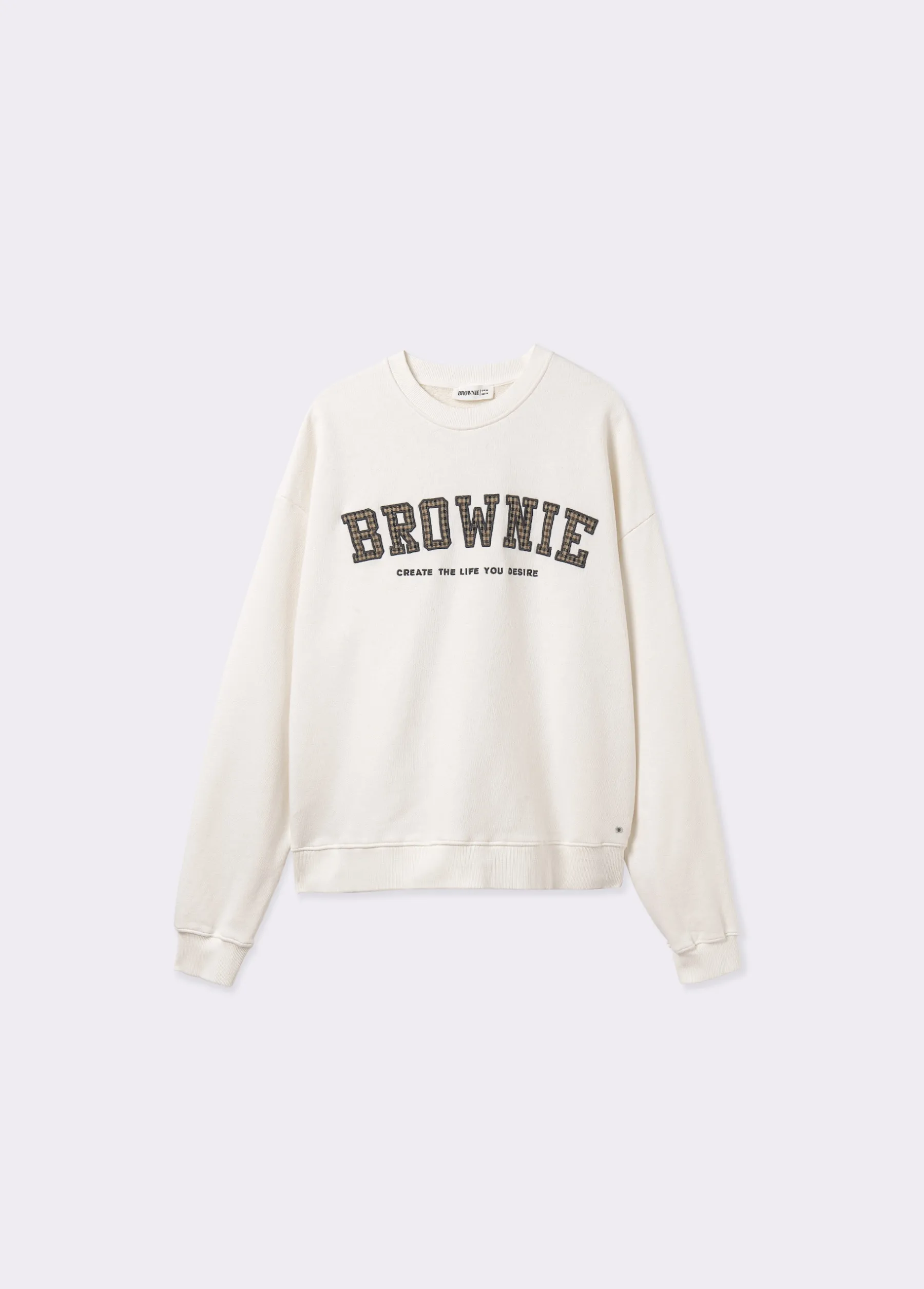 Sudaderas*Brownie Sudadera parche cuadros Crudo