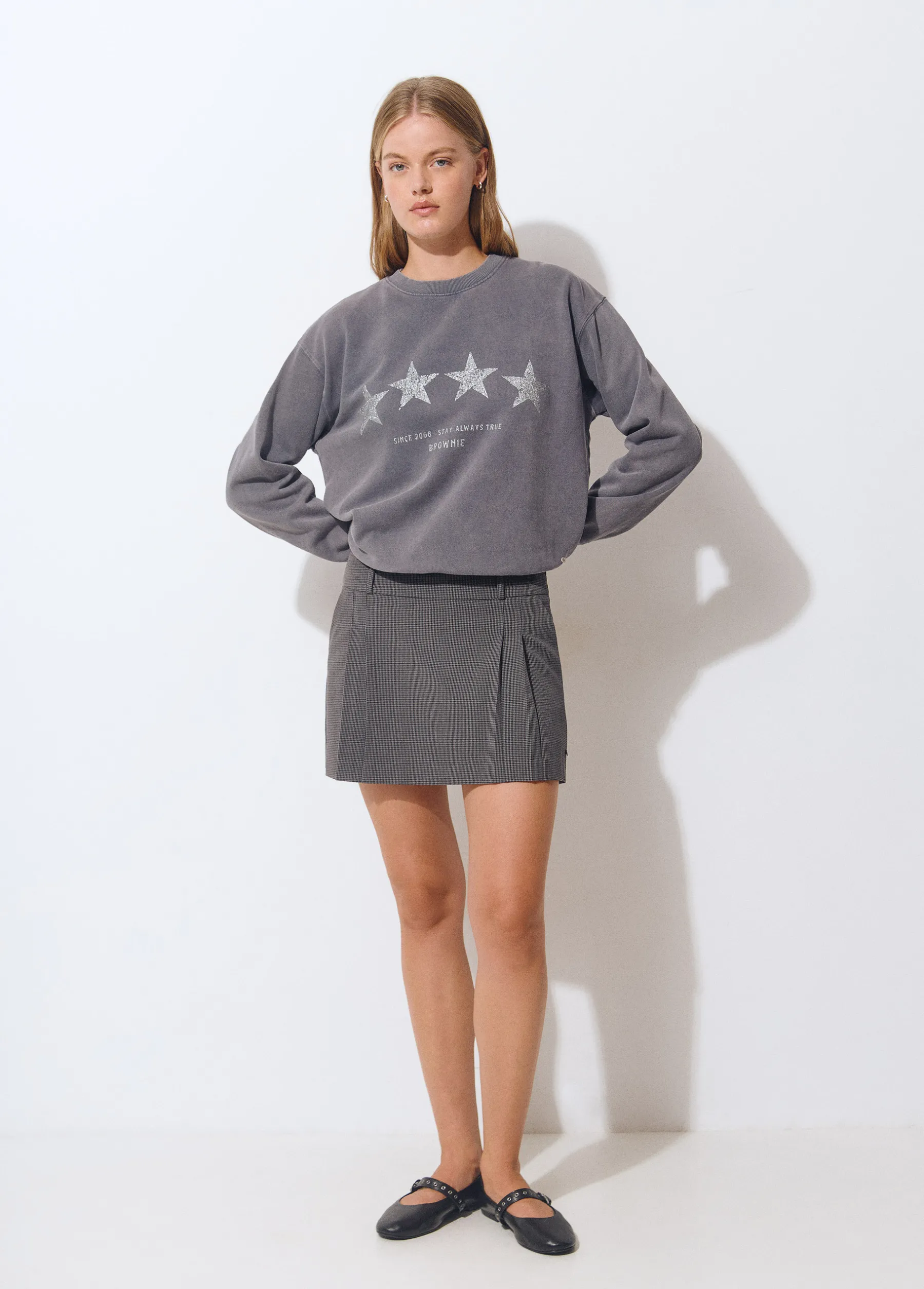 Sudaderas*Brownie Sudadera print estrellas Gris