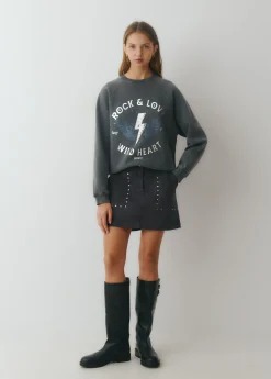 Sudaderas*Brownie Sudadera print posicional foil Grisoscuro