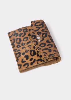 Monederos*Brownie Tarjetero solapa piel estampado animal Negro