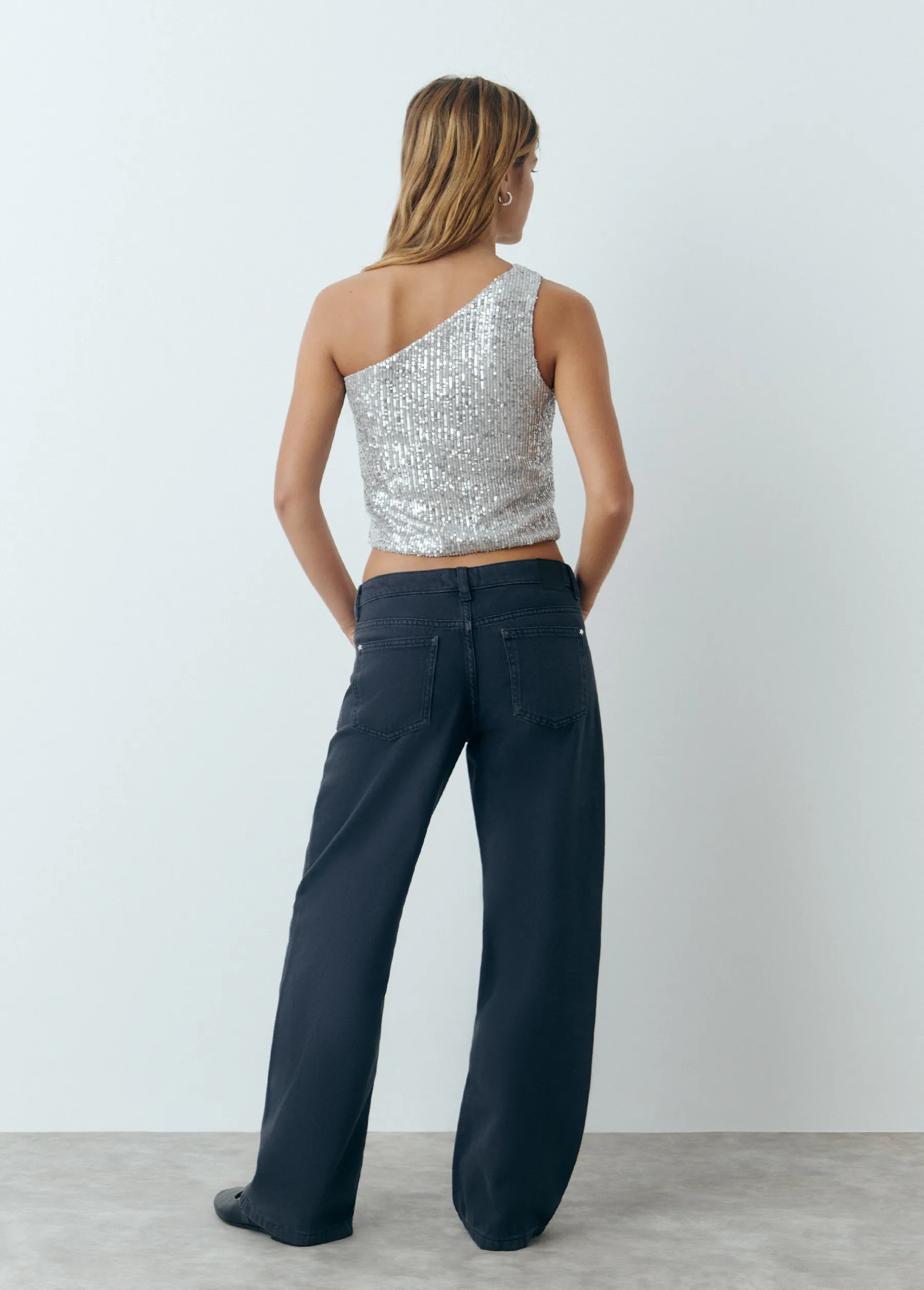 Camisetas Y Tops*Brownie Top asimétrico lentejuelas Plata