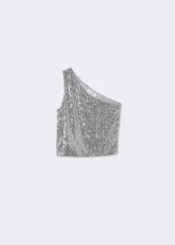 Camisetas Y Tops*Brownie Top asimétrico lentejuelas Plata