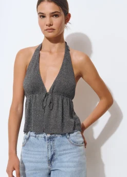 Camisetas Y Tops*Brownie Top halter cortina Grismedio