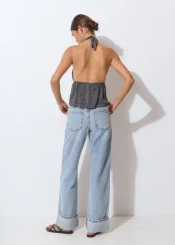 Camisetas Y Tops*Brownie Top halter cortina Grismedio