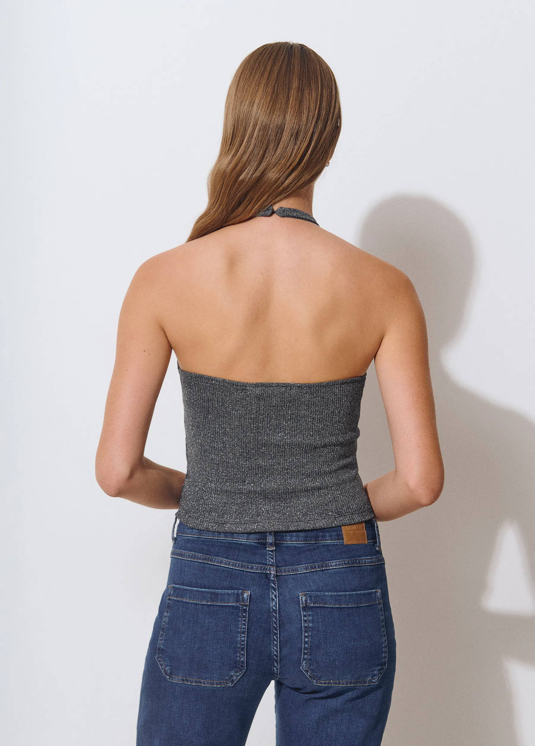 Camisetas Y Tops*Brownie Top halter hilo metalizado Plata