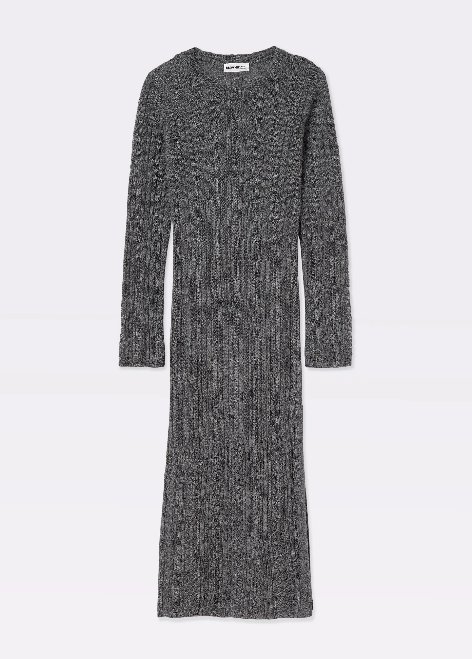 Vestidos Y Monos|Punto*Brownie Vestido calado manga larga Grisoscuro
