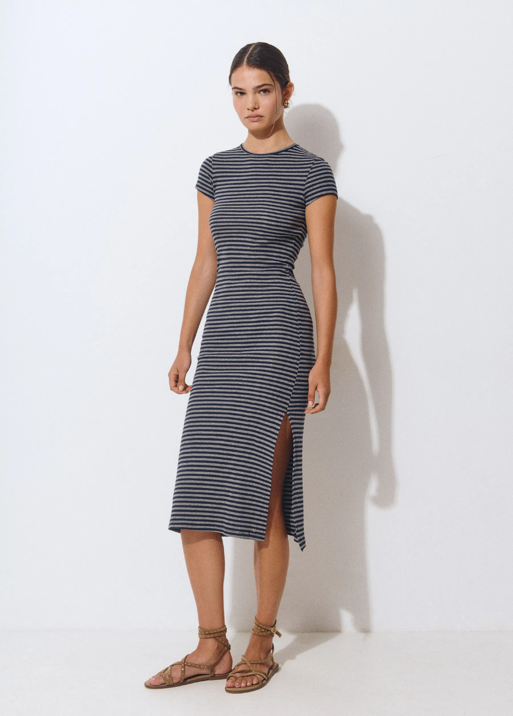 Vestidos Y Monos*Brownie Vestido largo rayas manga corta Azul