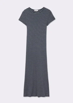 Vestidos Y Monos*Brownie Vestido largo rayas manga corta Azul