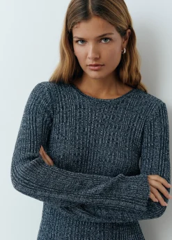 Vestidos Y Monos|Punto*Brownie Vestido manga larga hilo metalizado Grisoscuro