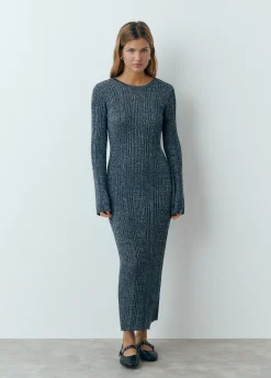 Vestidos Y Monos|Punto*Brownie Vestido manga larga hilo metalizado Grisoscuro