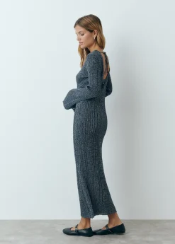 Vestidos Y Monos|Punto*Brownie Vestido manga larga hilo metalizado Grisoscuro