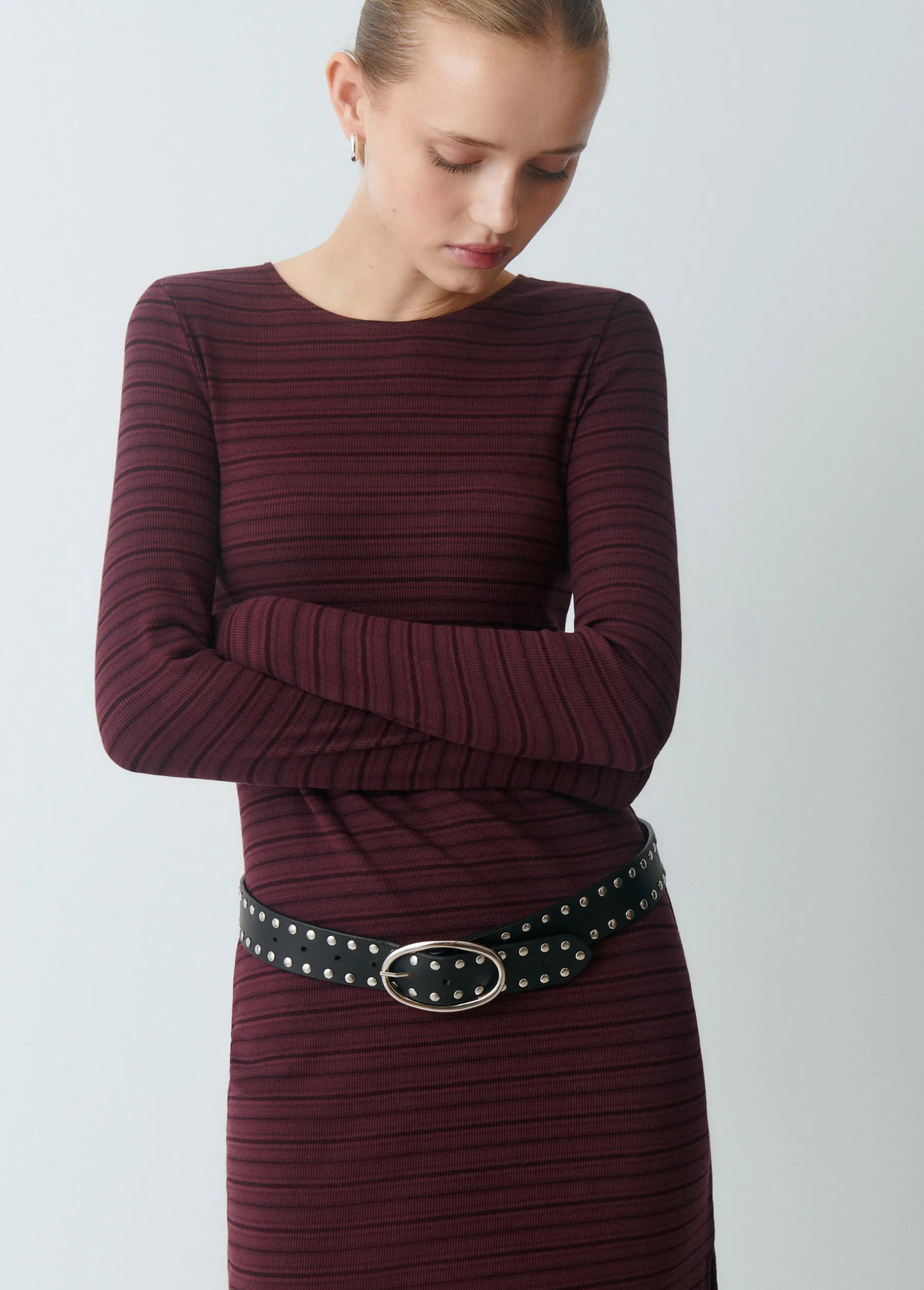 Vestidos Y Monos*Brownie Vestido midi rib raya tejida Berenjena