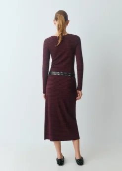 Vestidos Y Monos*Brownie Vestido midi rib raya tejida Berenjena