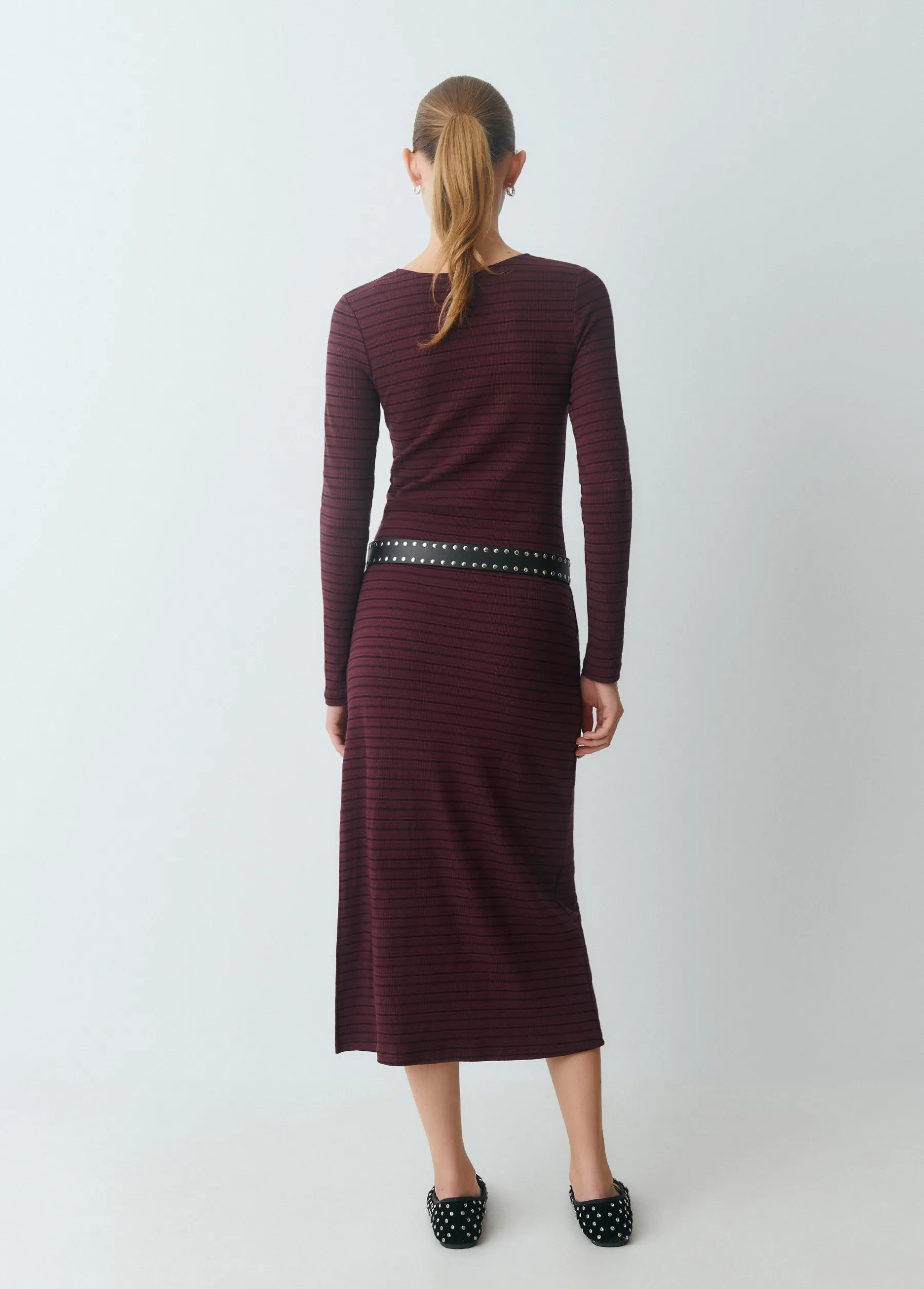 Vestidos Y Monos*Brownie Vestido midi rib raya tejida Berenjena