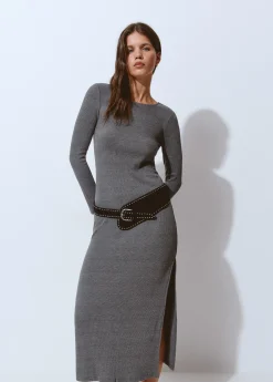 Vestidos Y Monos*Brownie Vestido rib midi Grisoscuro