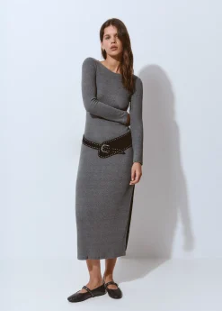 Vestidos Y Monos*Brownie Vestido rib midi Grisoscuro