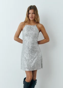 Vestidos Y Monos*Brownie Vestido tirantes lentejuelas plateadas Plata